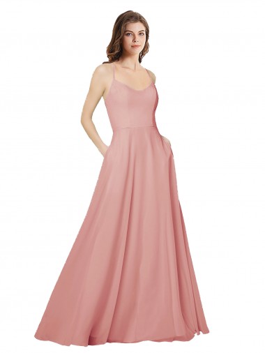 Bliss Linha A Sem alças Chiffon Longo Vestidos de Madrinha