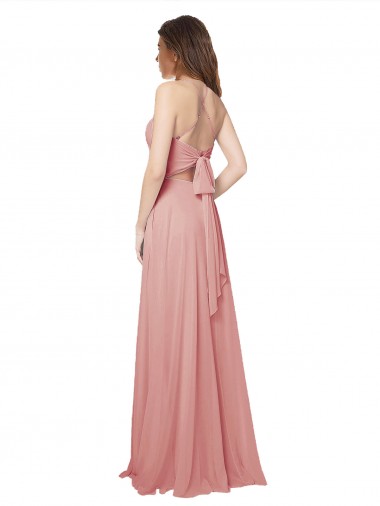 Bliss Linha A Sem alças Chiffon Longo Vestidos de Madrinha