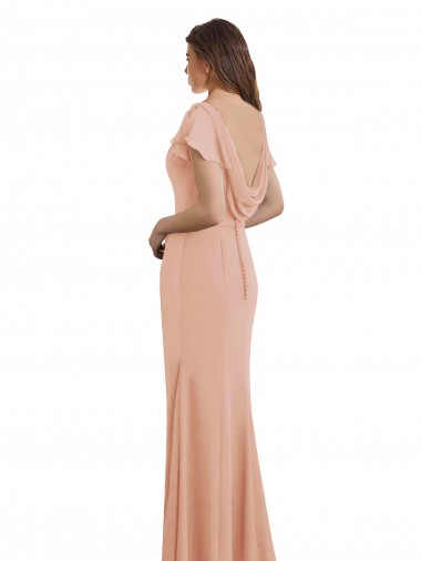 Bliss Sereia Decote Barco Chiffon Longo Vestidos de Madrinha / Vestidos de Festa