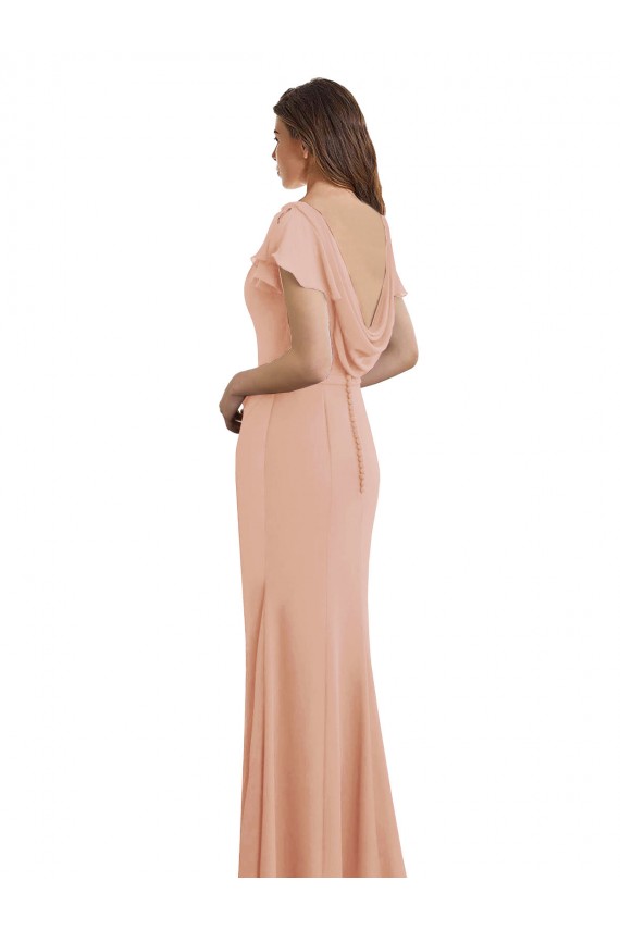 Bliss Sereia Decote Barco Chiffon Longo Vestidos de Madrinha / Vestidos de Festa