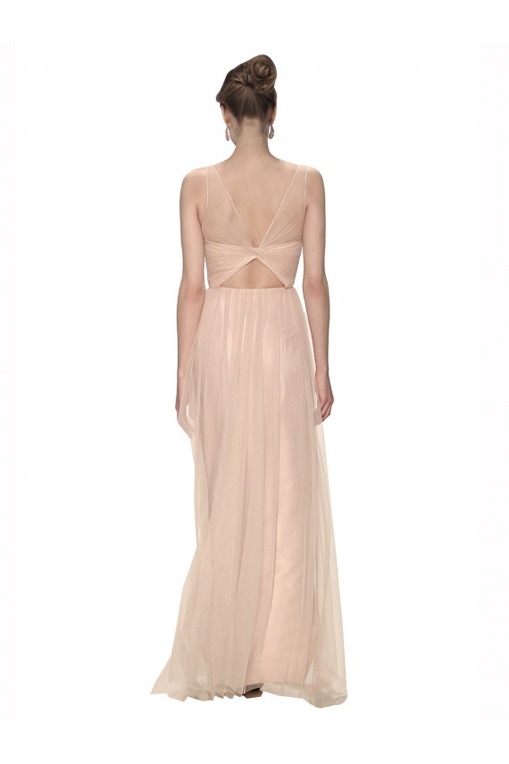 Blush 95 Bainha Decote Ilusão Tule Longo Vestidos de Madrinha