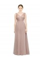 Blush Linha A Decote V Tule Longo Vestidos de Madrinha Acessíveis