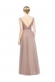 Blush Linha A Decote V Tule Longo Vestidos de Madrinha Acessíveis
