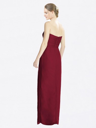 Borgonha Bainha Amor Chiffon Longo Vestidos de Madrinha