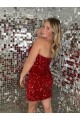 Borgonha Bainha Amor Curto Lantejoulas Veludo Curto Lantejoulas Veludo Vestidos de Festa Acessíveis