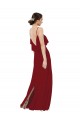 Borgonha Bainha Colher Chiffon Longo Vestidos de Madrinha Acessíveis