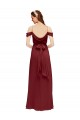 Borgonha Bainha Fora do Ombro Chiffon Longo Vestidos de Madrinha Acessíveis