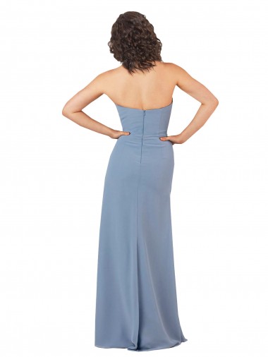 Borgonha Bainha Sem alças Chiffon Longo Vestidos de Madrinha