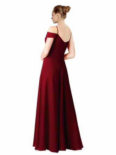 Borgonha Chiffon Linha A Amor Longo Vestidos de Madrinha