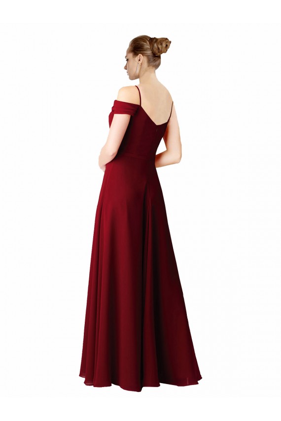 Borgonha Chiffon Linha A Amor Longo Vestidos de Madrinha Acessíveis