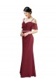 Borgonha Chiffon Linha A Lombar Amor Longo Vestidos de Madrinha Acessíveis