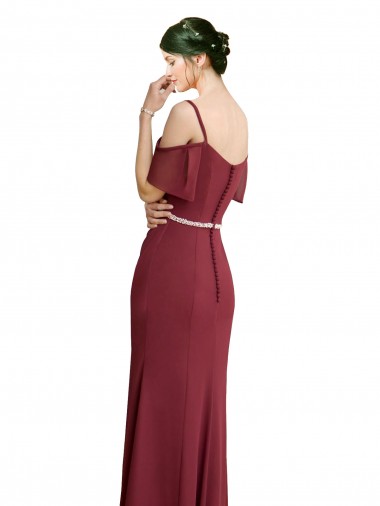Borgonha Chiffon Linha A Lombar Amor Longo Vestidos de Madrinha