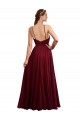 Borgonha Chiffon Linha A Sem Mangas Alças finas Longo Vestidos de Madrinha