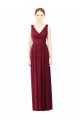 Borgonha Chiffon Linha A Sem Mangas Decote V Costas em V Longo Vestidos de Madrinha Acessíveis