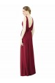 Borgonha Chiffon Linha A Sem Mangas Decote V Costas em V Longo Vestidos de Madrinha Acessíveis