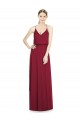 Borgonha Chiffon Linha A Sem Mangas Decote V Longo Vestidos de Madrinha / Vestidos de Baile Acessíveis