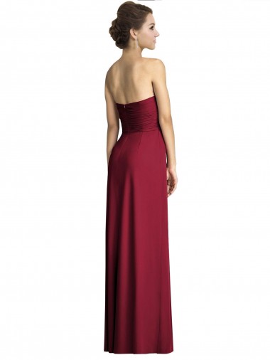 Borgonha Chiffon Sem Mangas Amor Linha A Longo Vestidos de Madrinha