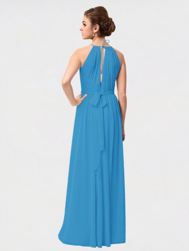 Borgonha Linha A Decote Alto Alto Baixo Chiffon Alto Baixo, Longo Alto Baixo Vestidos de Madrinha