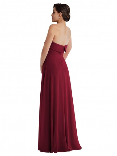 Borgonha Linha A Sem alças Chiffon Longo Formais Vestidos de Madrinha / Vestidos de Noite