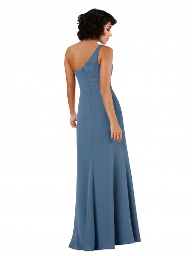 Borgonha Linha A Um Ombro Chiffon Longo Formais Vestidos de Madrinha / Vestidos de Noite