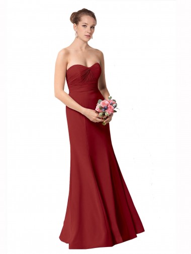 Borgonha Sereia Amor Chiffon Longo Vestidos de Madrinha