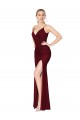Borgonha Sereia Decote V Chiffon Longo Formais Vestidos de Madrinha / Vestidos de Festa