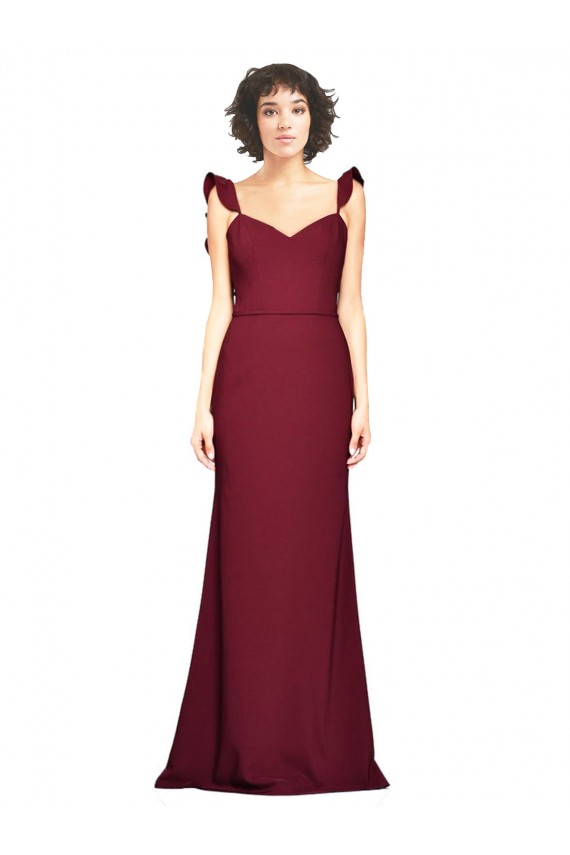Borgonha Sereia Sem alças Crepe Esticado Longo Vestidos de Madrinha / Vestidos de Festa