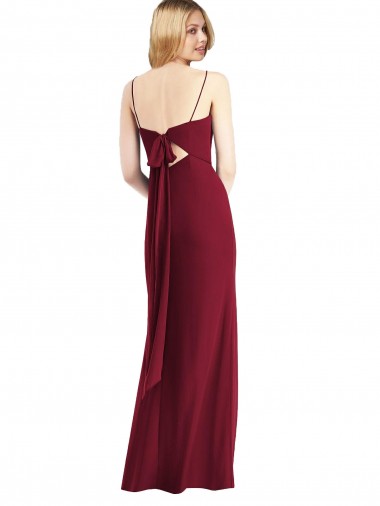 Borgonha Trombeta Alças finas Chiffon Longo Vestidos de Madrinha
