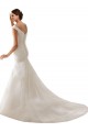 Branco Bainha Fora do Ombro Comboio Capela Tule Longo Vestidos de Noiva Acessíveis