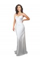 Branco Cetim Sedoso Bainha Criss Cruz Decote Capuz Longo Vestidos de Noiva