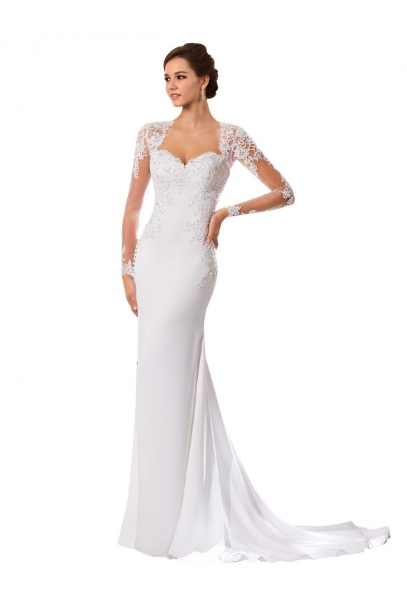 Branco Chiffon & Renda Bainha Buraco da fechadura Amor Longo Vestidos de Noiva