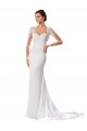 Branco Chiffon & Renda Bainha Buraco da fechadura Amor Longo Vestidos de Noiva