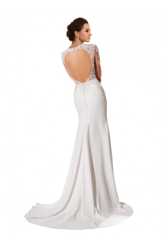 Branco Chiffon & Renda Bainha Buraco da fechadura Amor Longo Vestidos de Noiva