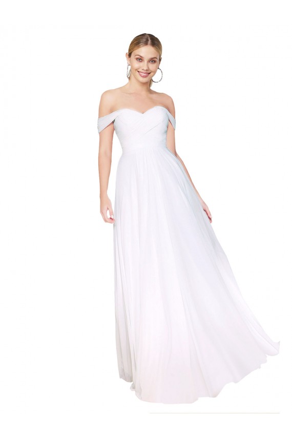 Branco Linha A Fora do Ombro Chiffon Longo Formais Vestidos de Madrinha / Vestidos de Festa