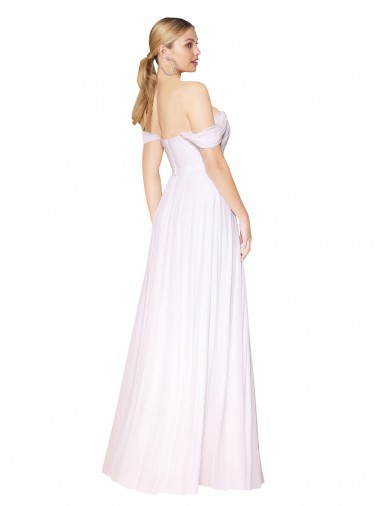 Branco Linha A Fora do Ombro Chiffon Longo Formais Vestidos de Madrinha / Vestidos de Festa