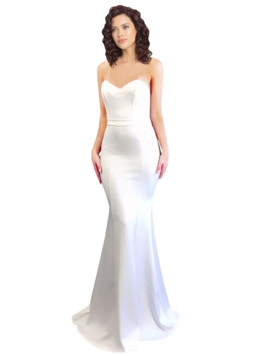 Branco Sereia Amor Crepe Esticado Longo Formais Vestidos de Madrinha / Vestidos de Festa