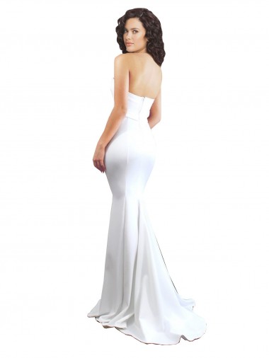 Branco Sereia Amor Crepe Esticado Longo Formais Vestidos de Madrinha / Vestidos de Festa