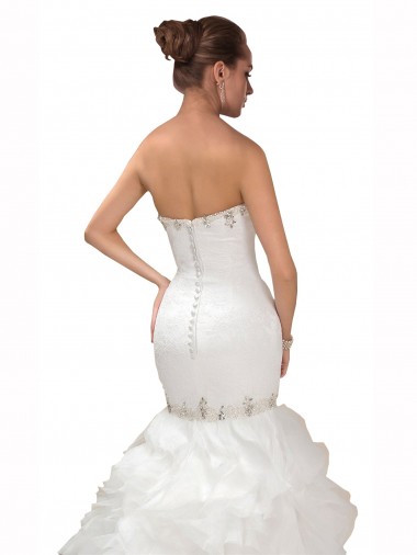 Branco Tule Sereia Amor Longo Vestidos de Noiva