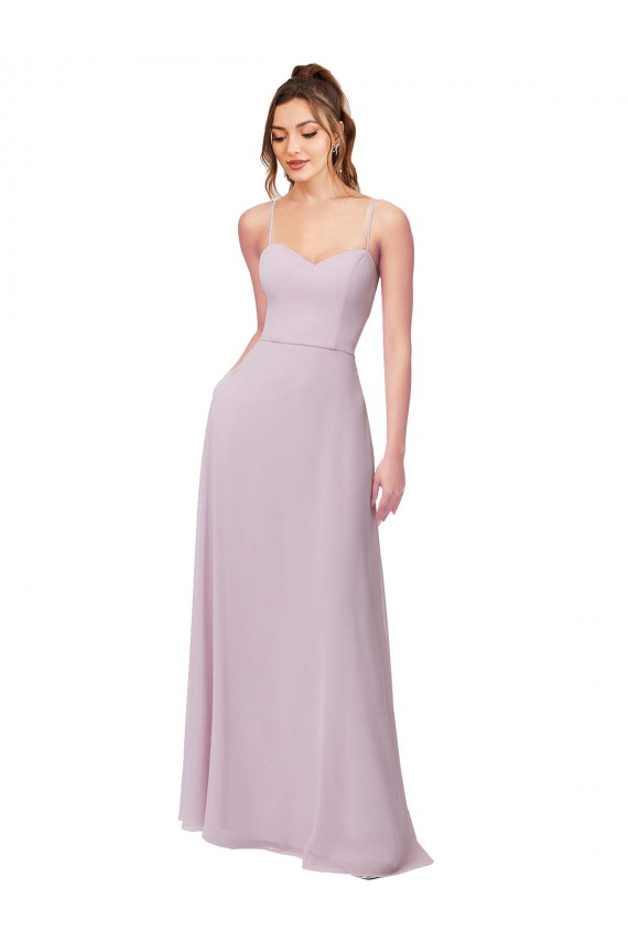 Brilho Rosa Linha A Amor Chiffon Longo Vestidos de Madrinha Acessíveis