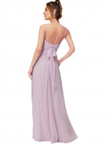 Brilho Rosa Linha A Amor Chiffon Longo Vestidos de Madrinha