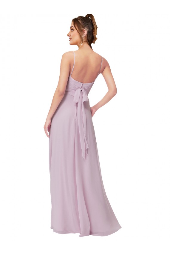 Brilho Rosa Linha A Amor Chiffon Longo Vestidos de Madrinha Acessíveis