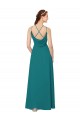 Caçador Verde Bainha Decote Alto Chiffon Longo Vestidos de Madrinha Acessíveis