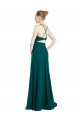 Caçador Verde Chiffon Linha A Buraco da fechadura Decote V Longo Vestidos de Madrinha Acessíveis