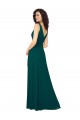 Caçador Verde Chiffon Linha A Costas em V Decote V Longo Vestidos de Madrinha Acessíveis
