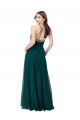Caçador Verde Chiffon Linha A Criss Cruz Decote V Longo Vestidos de Madrinha Acessíveis