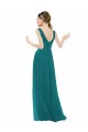 Caçador Verde Chiffon Linha A Decote V Longo Vestidos de Madrinha Acessíveis