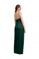 Caçador Verde Coluna Alças finas Cetim Elástico Longo Formais Vestidos de Madrinha / Vestidos de Festa