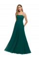 Caçador Verde Linha A Alças finas Chiffon Longo Vestidos de Madrinha Acessíveis