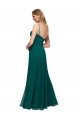 Caçador Verde Linha A Alças finas Chiffon Longo Vestidos de Madrinha Acessíveis