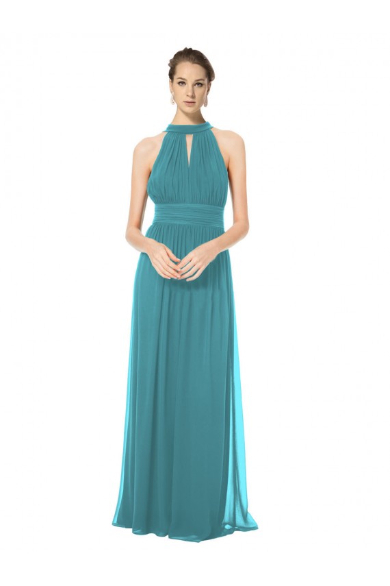 Caçador Verde Linha A Cabeçada Chiffon Longo Vestidos de Madrinha Acessíveis